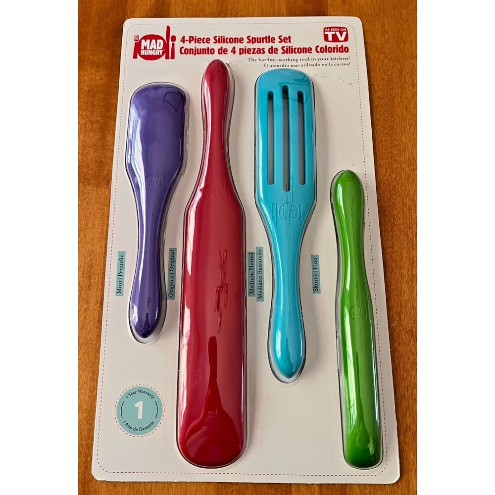 Mad Hungry 4 Piece Silicone Spurtle Set Colorful Spatula As Seen on TV NEW
